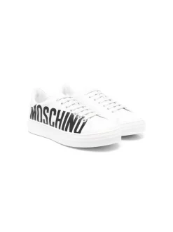 Moschino Kids Baskets à Logo Imprimé Latéral BIANCO GUM BIANCO