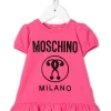 ( Nouvelle Collection ) Moschino Kids 50557 Pink Robe à Logo Imprimé Enfant -Moschino Kids Soldes Boutique 18102609 38610398 600
