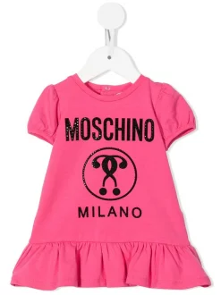 ( Nouvelle Collection ) Moschino Kids 50557 Pink Robe à Logo Imprimé Enfant