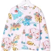 ( Nouvelle Collection ) Moschino Kids 83262 ROSE ALL OVER Sweat à Imprimé Graphique Enfant