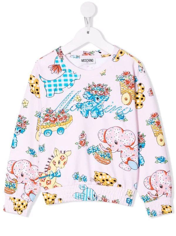 ( Nouvelle Collection ) Moschino Kids 83262 ROSE ALL OVER Sweat à Imprimé Graphique Enfant 3 ( Nouvelle Collection ) Moschino Kids 83262 ROSE ALL OVER Sweat à Imprimé Graphique Enfant