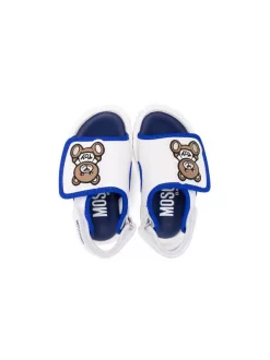 ( Nouvelle Collection ) Moschino Kids Sandales à Patch Teddy Bear 01 WHITE/BLUE -Moschino Kids Soldes Boutique 18107820 38452000 600