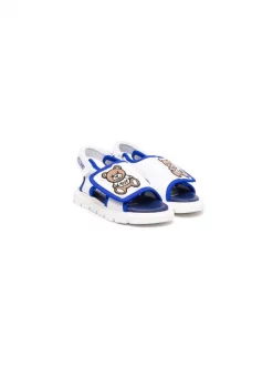( Nouvelle Collection ) Moschino Kids Sandales à Patch Teddy Bear 01 WHITE/BLUE