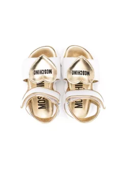 ( Nouvelle Collection ) Moschino Kids 01 WHITE/GOLD Sandales à Effet Métallisé Enfant -Moschino Kids Soldes Boutique 18107821 38464220 600