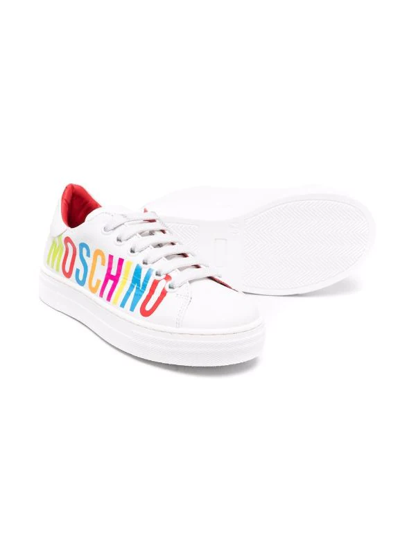 ( Nouvelle Collection ) Moschino Kids Baskets à Logo Imprimé 01 WHITE 4 ( Nouvelle Collection ) Moschino Kids Baskets à Logo Imprimé 01 WHITE – Image 2