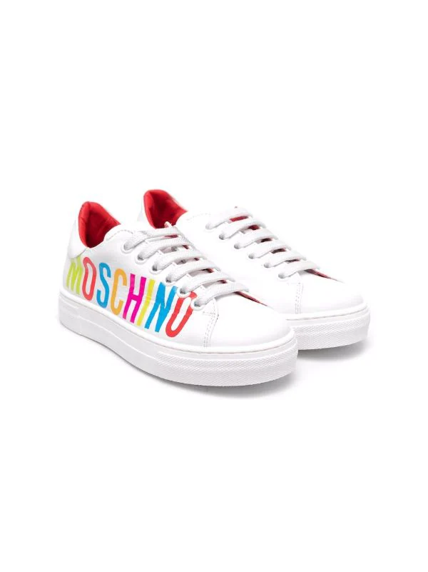 ( Nouvelle Collection ) Moschino Kids Baskets à Logo Imprimé 01 WHITE 3 ( Nouvelle Collection ) Moschino Kids Baskets à Logo Imprimé 01 WHITE