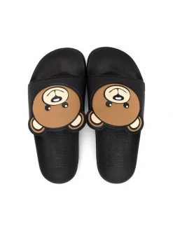 ( Nouvelle Collection ) Moschino Kids Claquettes à Patch Teddy NERO -Moschino Kids Soldes Boutique 18110737 38614019 600