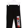 ( Nouvelle Collection ) Moschino Kids Legging à Logo Brodé 60100 BLACK -Moschino Kids Soldes Boutique 18124488 38466262 600