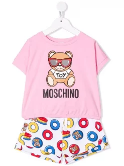 ( Nouvelle Collection ) Moschino Kids Ensemble Haut-short à Motif Teddy Bear Enfant