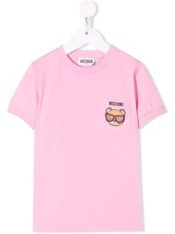 ( Nouvelle Collection ) Moschino Kids T-shirt à Imprimé Teddy Bear 50206 ROSA