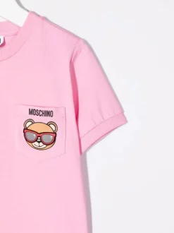 ( Nouvelle Collection ) Moschino Kids T-shirt à Imprimé Teddy Bear 50206 ROSA -Moschino Kids Soldes Boutique 18125341 38471226 600