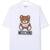 ( Nouvelle Collection ) Moschino Kids 10101 BIANCO T-shirt à Motif Teddy Bear Brodé Enfant -Moschino Kids Soldes Boutique 18125424 38470012 600