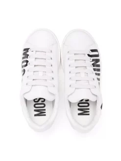 ( Nouvelle Collection ) Moschino Kids Baskets à Logo Imprimé Latéral Kips Bianco -Moschino Kids Soldes Boutique 18140261 38562255 600