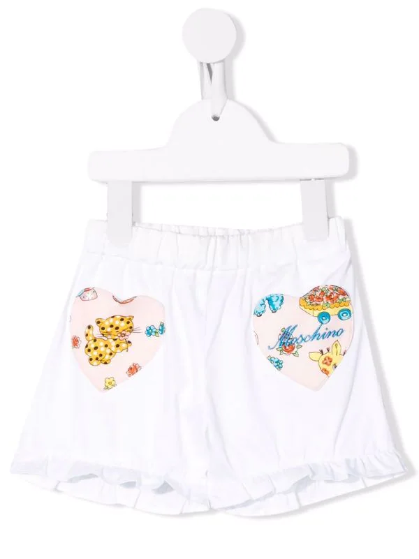 ( Nouvelle Collection ) Moschino Kids Short évasé à Motif Cœur 10101 BIANCO OTTICO 3 ( Nouvelle Collection ) Moschino Kids Short évasé à Motif Cœur 10101 BIANCO OTTICO