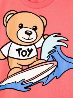 ( Nouvelle Collection ) Moschino Kids 50218 Pink T-shirt à Imprimé Teddy Bear Enfant -Moschino Kids Soldes Boutique 18144856 38487448 600