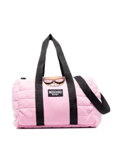 Moschino Kids Soldes Boutique 25 ( Nouvelle Collection ) Moschino Kids 50206 PINK Sac à Langer Matelassé à Imprimé Teddy Bear Enfant