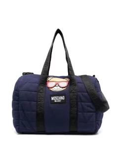 ( Nouvelle Collection ) Moschino Kids Sac à Langer Matelassé à Imprimé Teddy Bear 40016 BLUE