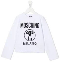( Nouvelle Collection ) Moschino Kids Sweat à Logo Imprimé 10101 BIANCO OTTICO