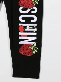 ( Nouvelle Collection ) Moschino Kids Pantalon à Logo Imprimé 60100 NERO BLACK -Moschino Kids Soldes Boutique 18150094 39046241 600