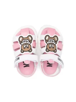( Nouvelle Collection ) Moschino Kids 05 PINK/WHITE Sandales à Patch Teddy Bear Enfant -Moschino Kids Soldes Boutique 18151803 38567849 600