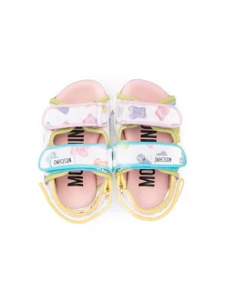 ( Nouvelle Collection ) Moschino Kids 01 WHITE MULTICOLOR Sandales Imprimées à Bout Ouvert Enfant -Moschino Kids Soldes Boutique 18151806 38567776 600