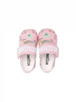 ( Nouvelle Collection ) Moschino Kids 01 PINK Ballerines à Bride à Logo Enfant -Moschino Kids Soldes Boutique 18151818 38553939 600
