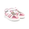 ( Nouvelle Collection ) Moschino Kids NAPPA KISS KIPS BIANCO Sandales Bicolores à Patch Logo Enfant