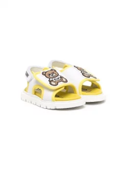 ( Nouvelle Collection ) Moschino Kids 04WHITE/YELLOW Sandales à Imprimé Teddy Bear Enfant