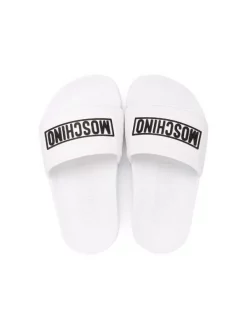 Moschino Kids Claquettes à Logo Imprimé Enfant -Moschino Kids Soldes Boutique 18153428 38563325 600