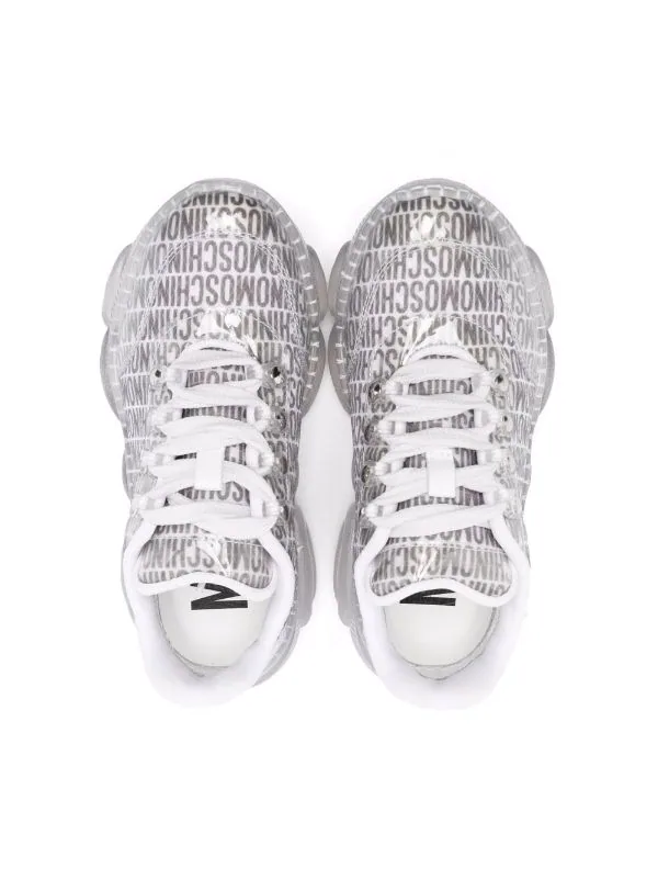 ( Nouvelle Collection ) Moschino Kids BIANCO Baskets à Logo Imprimé All-over Enfant 5 ( Nouvelle Collection ) Moschino Kids BIANCO Baskets à Logo Imprimé All-over Enfant – Image 3