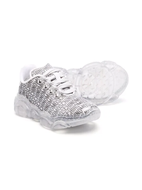 ( Nouvelle Collection ) Moschino Kids BIANCO Baskets à Logo Imprimé All-over Enfant 4 ( Nouvelle Collection ) Moschino Kids BIANCO Baskets à Logo Imprimé All-over Enfant – Image 2