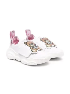 ( Nouvelle Collection ) Moschino Kids BIANCO Baskets à Patch Toy Bear Enfant