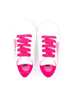 ( Nouvelle Collection ) Moschino Kids BIANCO Baskets à Logo Imprimé Latéral Enfant -Moschino Kids Soldes Boutique 18159543 38612876 600