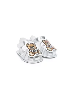 ( Nouvelle Collection ) Moschino Kids VAR2 SILVER Sandales à Attache Scratch Enfant