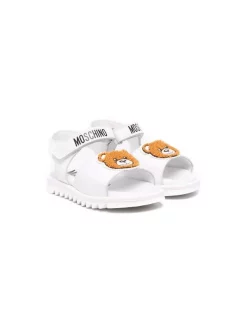 ( Nouvelle Collection ) Moschino Kids WHITE Sandales à Patch Teddy Bear Enfant