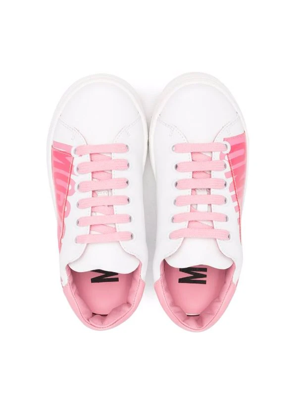 ( Nouvelle Collection ) Moschino Kids Baskets à Logo Imprimé BIANCO 5 ( Nouvelle Collection ) Moschino Kids Baskets à Logo Imprimé BIANCO – Image 3