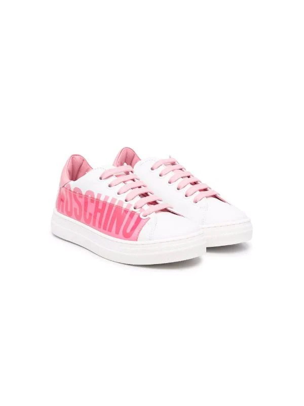 ( Nouvelle Collection ) Moschino Kids Baskets à Logo Imprimé BIANCO 3 ( Nouvelle Collection ) Moschino Kids Baskets à Logo Imprimé BIANCO