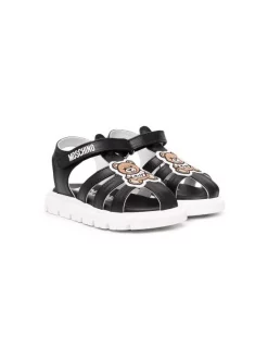 ( Nouvelle Collection ) Moschino Kids BLACK Sandales à Détail De Patch Enfant