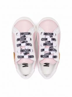( Nouvelle Collection ) Moschino Kids White Pink Baskets à Patch Ourson Enfant -Moschino Kids Soldes Boutique 18165106 38709440 600