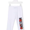 ( Nouvelle Collection ) Moschino Kids Legging à Logo Brodé 10101 BIANCO OTTICO -Moschino Kids Soldes Boutique 18168550 38787127 600