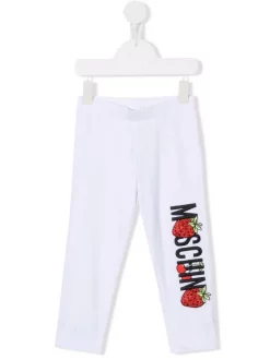( Nouvelle Collection ) Moschino Kids Legging à Logo Brodé 10101 BIANCO OTTICO