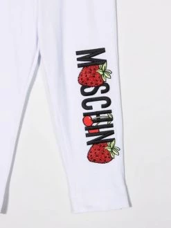 ( Nouvelle Collection ) Moschino Kids Legging à Logo Brodé 10101 BIANCO OTTICO -Moschino Kids Soldes Boutique 18168550 38788025 600