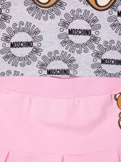 ( Nouvelle Collection ) Moschino Kids 83395 GRIGIO Ensemble Jupe-haut Teddy à Logo Imprimé Enfant -Moschino Kids Soldes Boutique 18187818 38667539 600