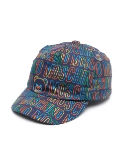 ( Nouvelle Collection ) Moschino Kids 82806 BLUE Casquette à Logo Imprimé Enfant