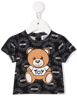 ( Nouvelle Collection ) Moschino Kids 84249 NERO T-shirt à Imprimé Teddy Bear Enfant
