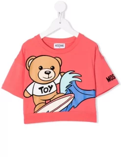 ( Nouvelle Collection ) Moschino Kids 50218 FRAGOLA T-shirt à Encolure Ras Du Cou Enfant