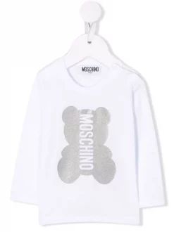 ( Nouvelle Collection ) Moschino Kids Haut à Logo Imprimé 10101 WHITE
