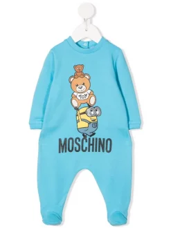 ( Nouvelle Collection ) Moschino Kids 41008 AZZURRO Pyjama à Imprimé Teddy Bear Enfant