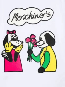 ( Nouvelle Collection ) Moschino Kids 10101 BIANCO OTTICO T-shirt à Logo Imprimé Enfant -Moschino Kids Soldes Boutique 18200721 39024944 600