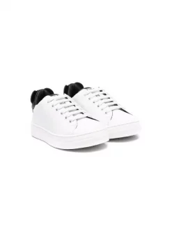 Moschino Kids Baskets En Cuir à Lacets WHITE